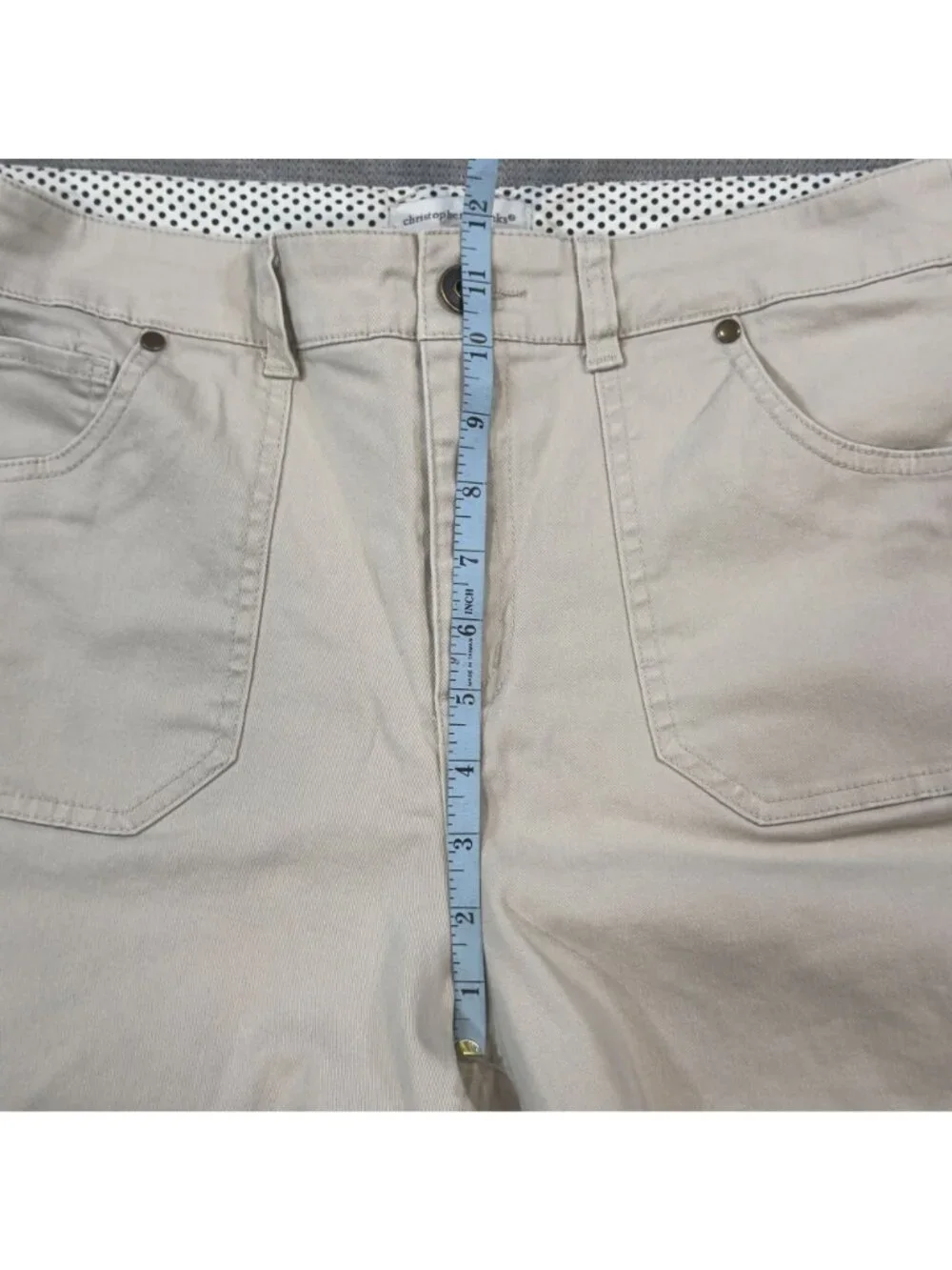 Christopher & Banks Capri Pants Womens Size 10 Beige Button Hem Detail Lt Khaki - Picture 13 of 16
